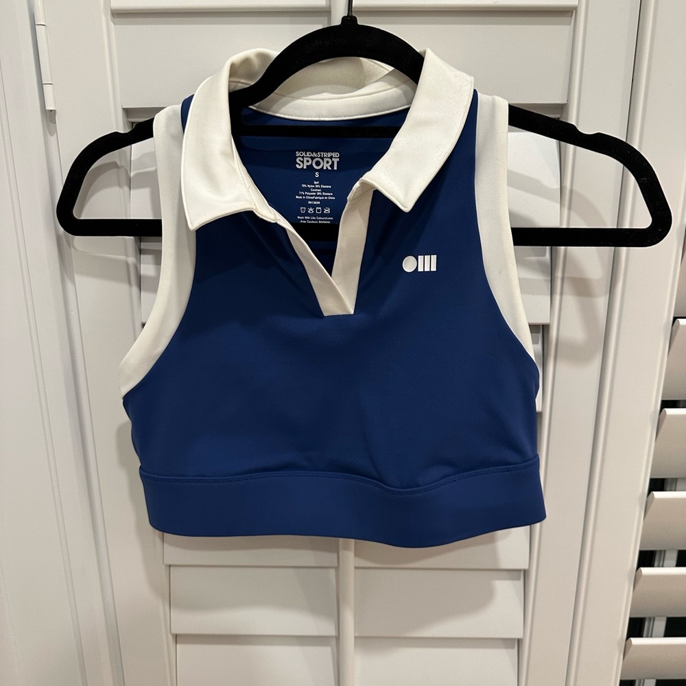 Solid and stripe collared bra top